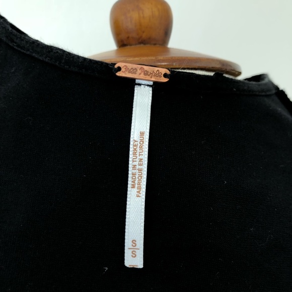 Free People Deep V Black Velvet Bodycon Dress - Picture 5 of 6